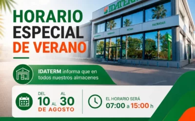 Horario especial de verano 2026 en IDATERM: Planifica tus pedidos y suministros de obra