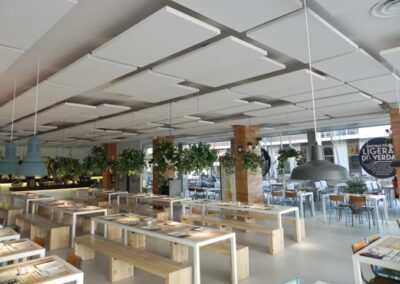 Corrección del tiempo de reverberación en el sector de la restauración mediante islas acústicas Ecophon