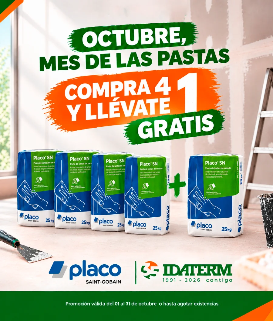 Promocion en sacos de pasta de juntas de secado Placo SN en almacenes Idaterm